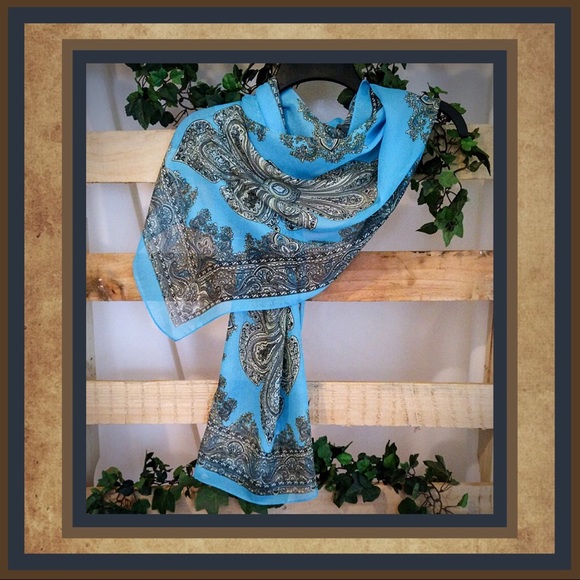 Accessories - Turquoise Chiffon Oblong Scarf
